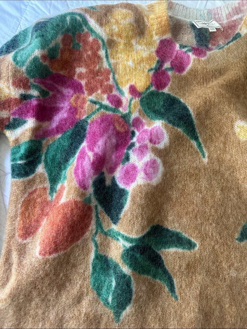 NWOT SEZANE Floral Sezane Sweater in Camel gorgeous print Sezane sweater - Picture 3 of 3